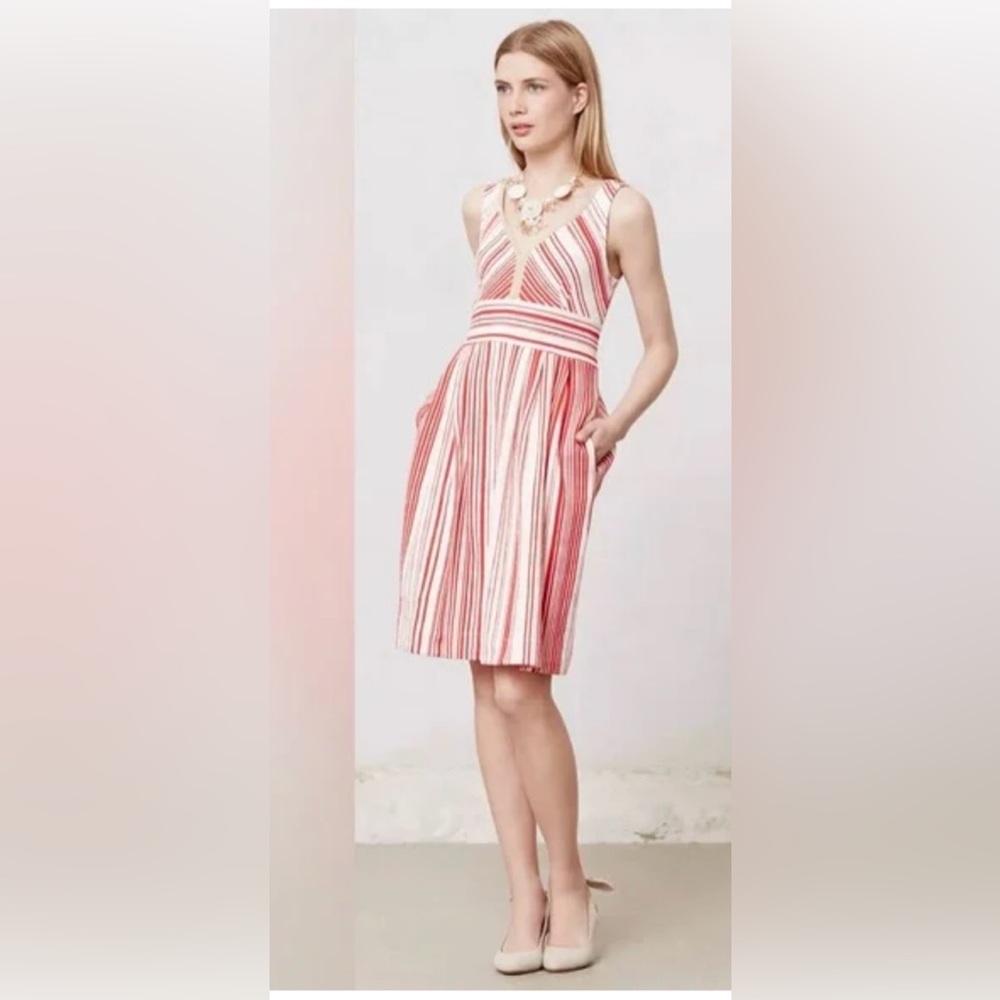 Anthropologie Postmark dress striped red/white sz 4
